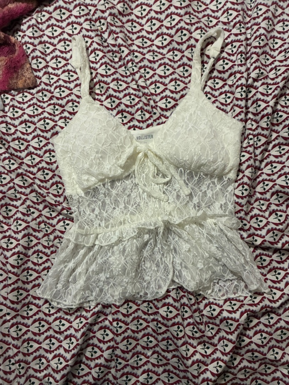 Hollister White Lace with Bow Top
